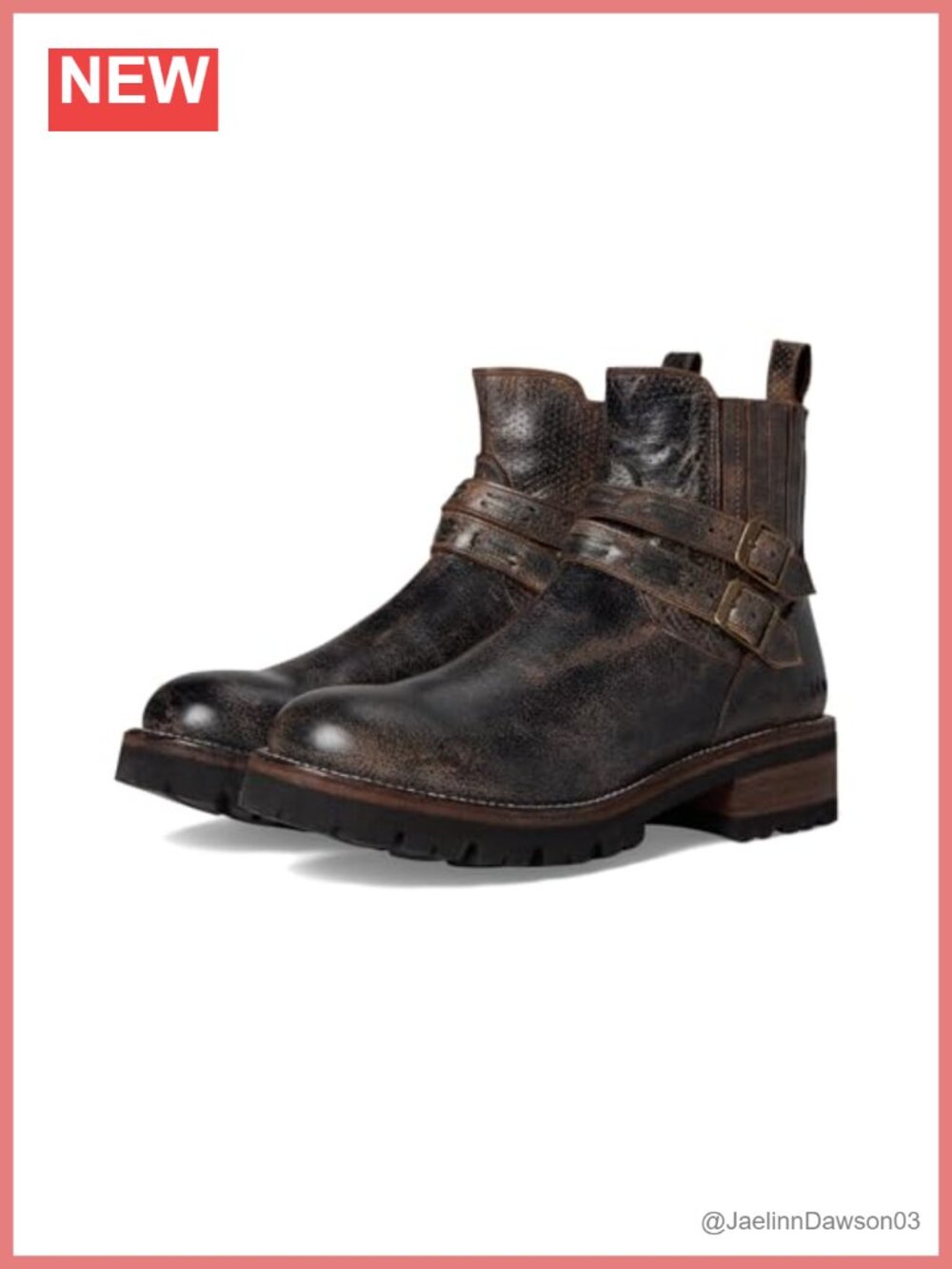 Chrome Free Veg Tanned Leather Ankle Bootie Side Zip Round Toe Block Heel